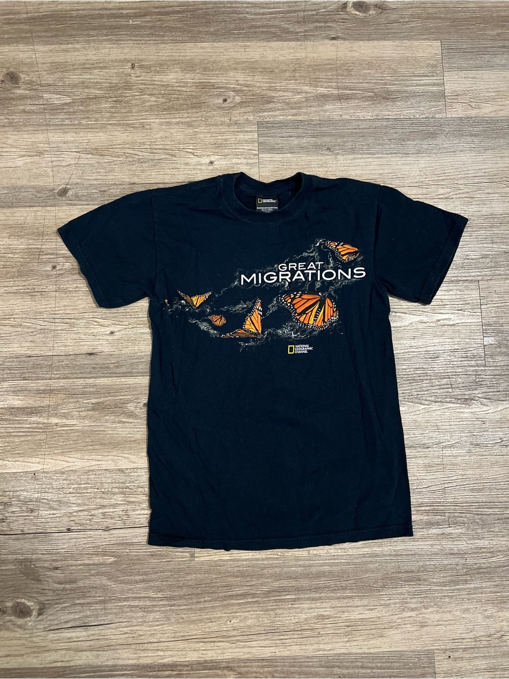 National Geographic Butterfly Migration Black T Shirt Size Small